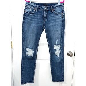 Distressed Blue Jeans